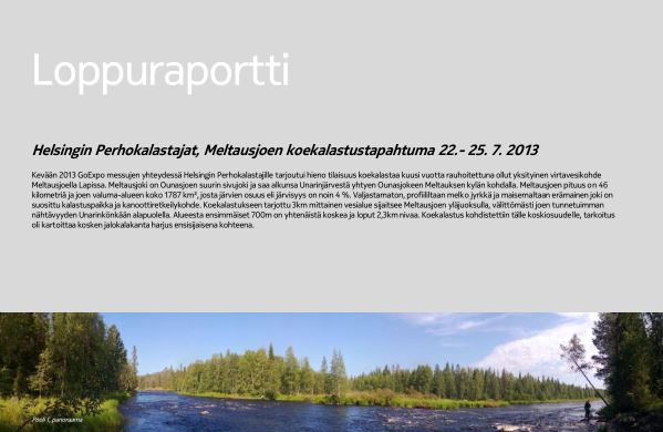 Helsingin Perhokalastajat Meltausjoen Koekalastus Loppuraportti 2013